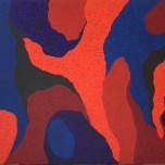 Calore del rosso nei freddi meandri del blu - Acrilico e sabbie  - cm120 x cm80